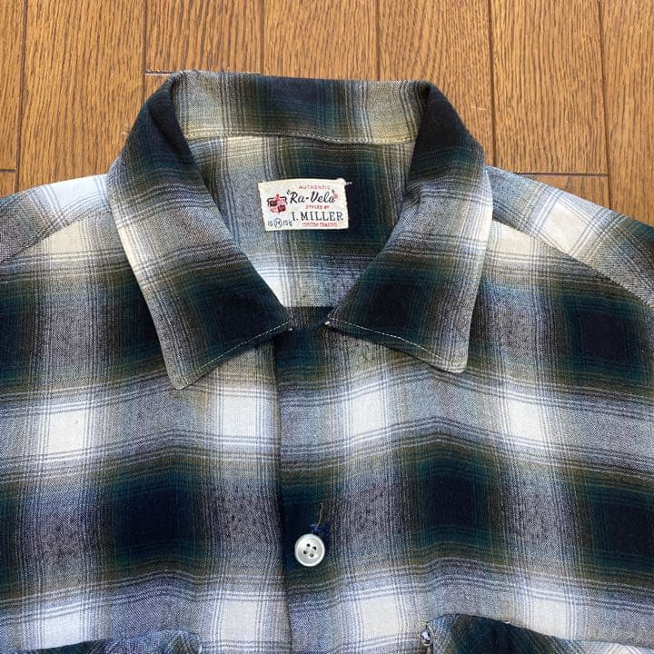 vintage オンブレチェック レーヨンシャツ 50s 60s - メルカリ