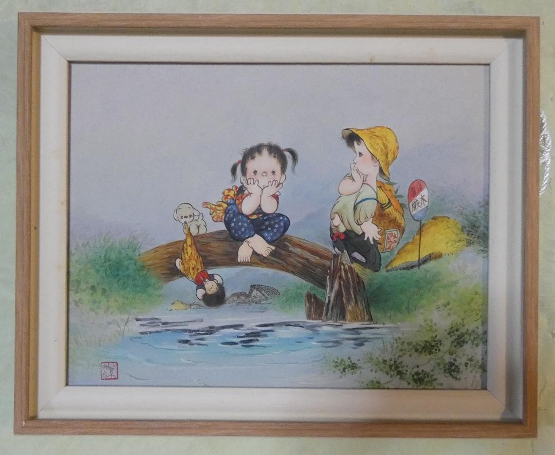 絵画　 油彩　中島潔「川辺の詩」 サイン　F6サイズ　額装済み 肉筆手描き 中島潔「恋文」木版画 直筆サイン入り｜絵画販売