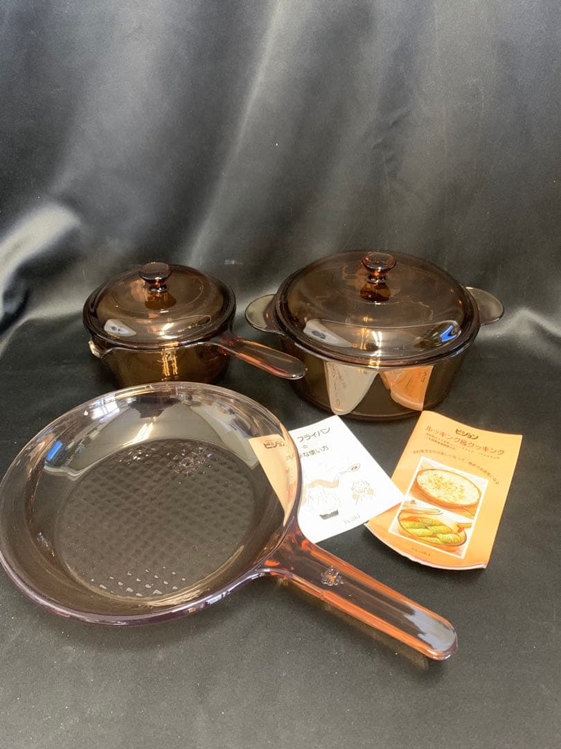 VISION CORNINGビジョン 耐熱ガラス フライパン 両手鍋 片手鍋