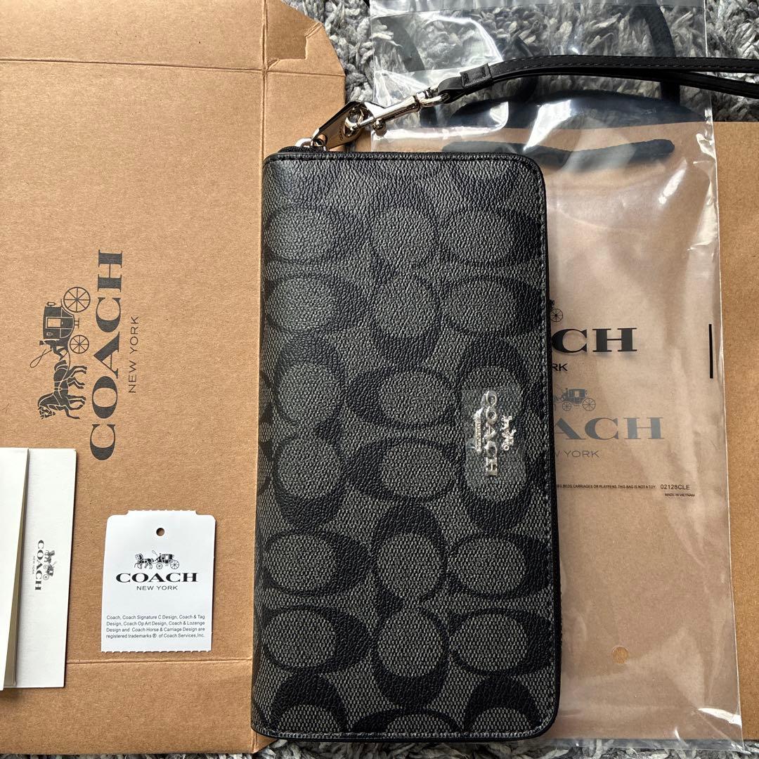 COACH 長財布 ブラック シグネチャー 新品 未使用 コーチ - メルカリ