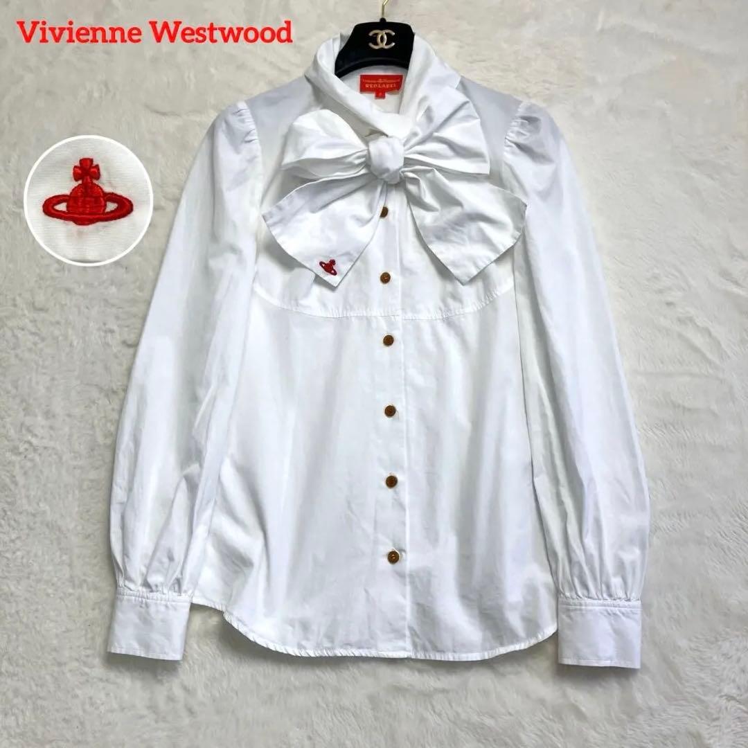 Vivienne Westwood オーブ刺繍 ボウタイシャツ ホワイト