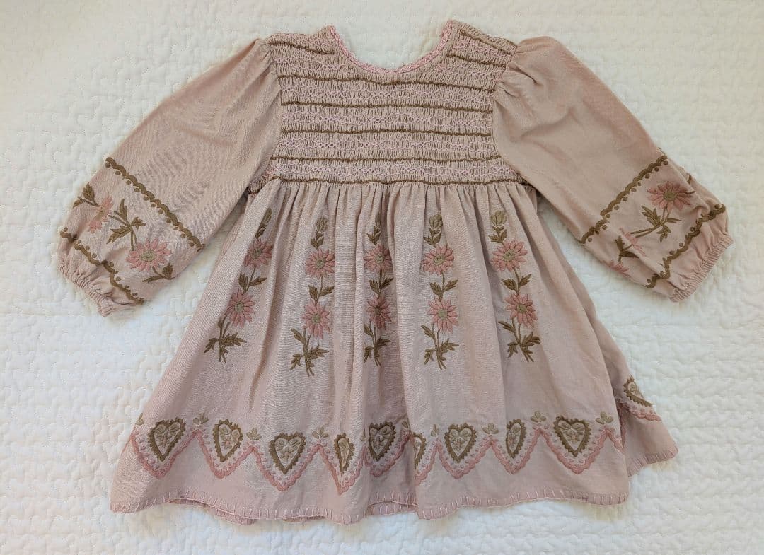 ワンピース Apolina PennySmockDress PinkBeige 2-3y