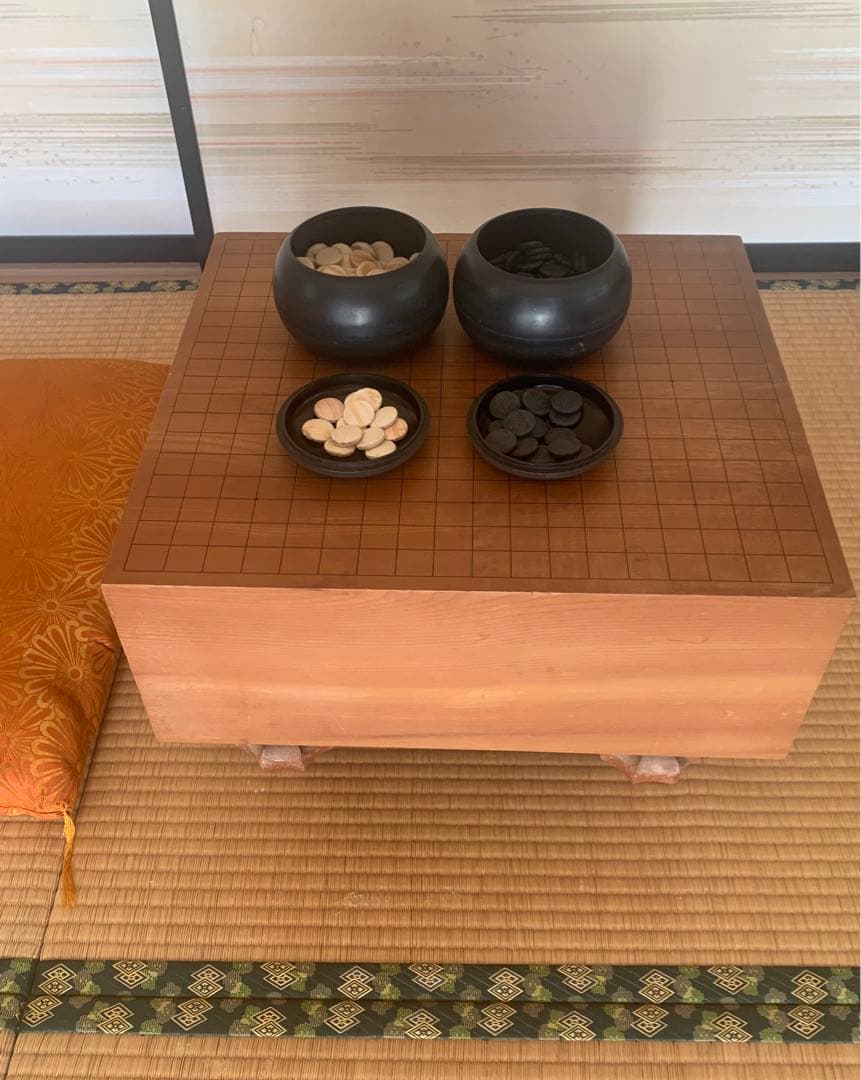 囲碁　碁盤60号碁石セット　天然木　足付き　へそ　碁石　蛤