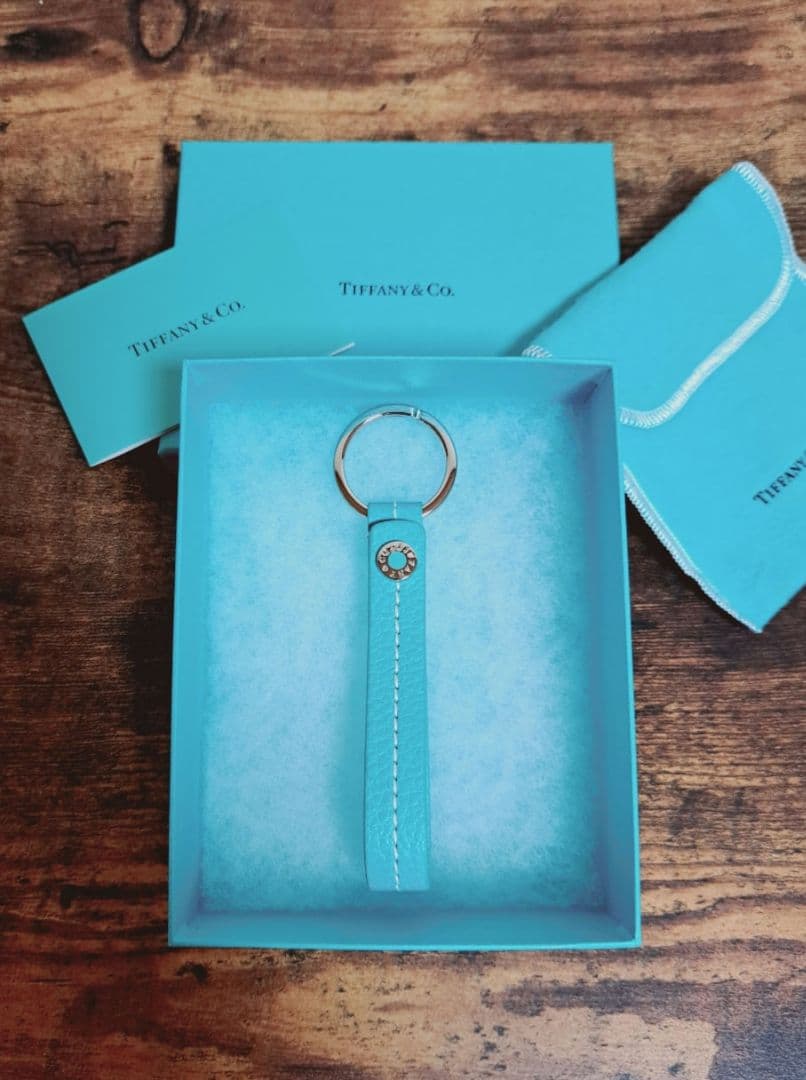 専用 ティファニー ターコイズブルー レザー キーリング ホルダー