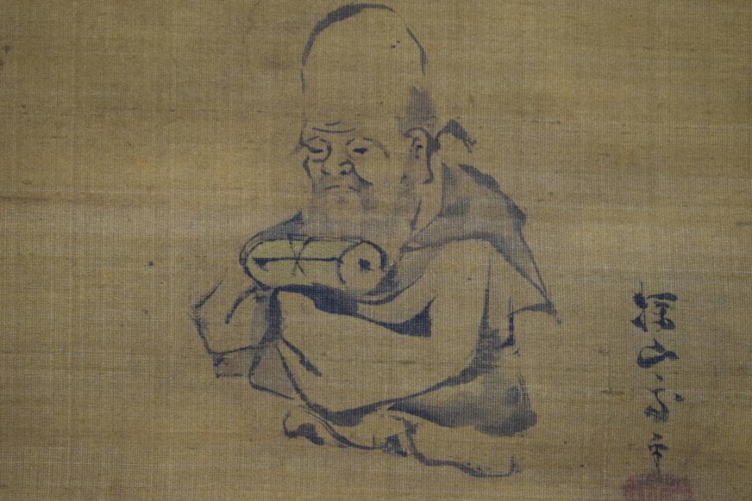 模写/狩野探幽/寿老人図/布袋屋掛軸HE-619 模写/狩野探幽/三福神図/人物図/布袋／恵比寿/掛軸☆宝船☆AH-629