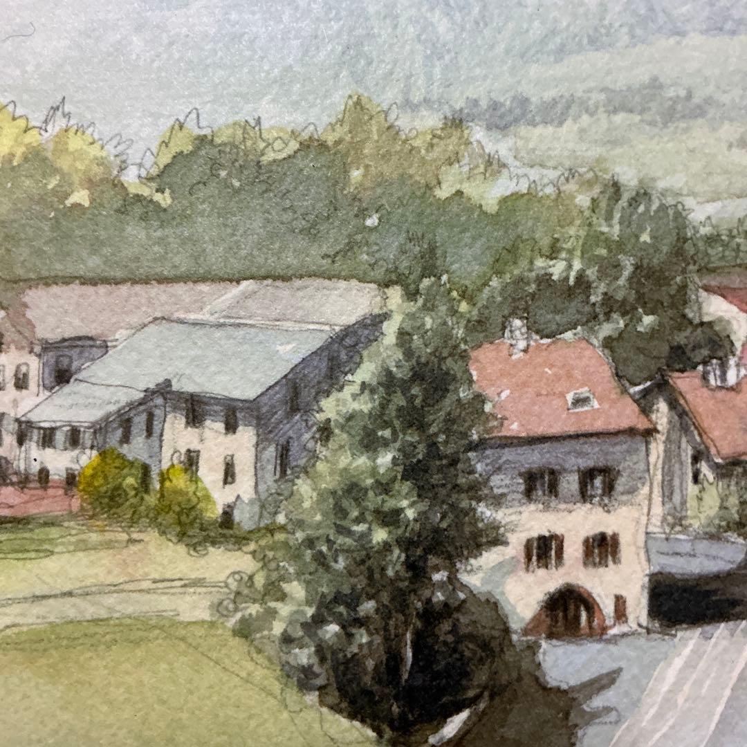 絵画・版画・リトグラフ・織田義郎・スイス・サンタマリアV.M