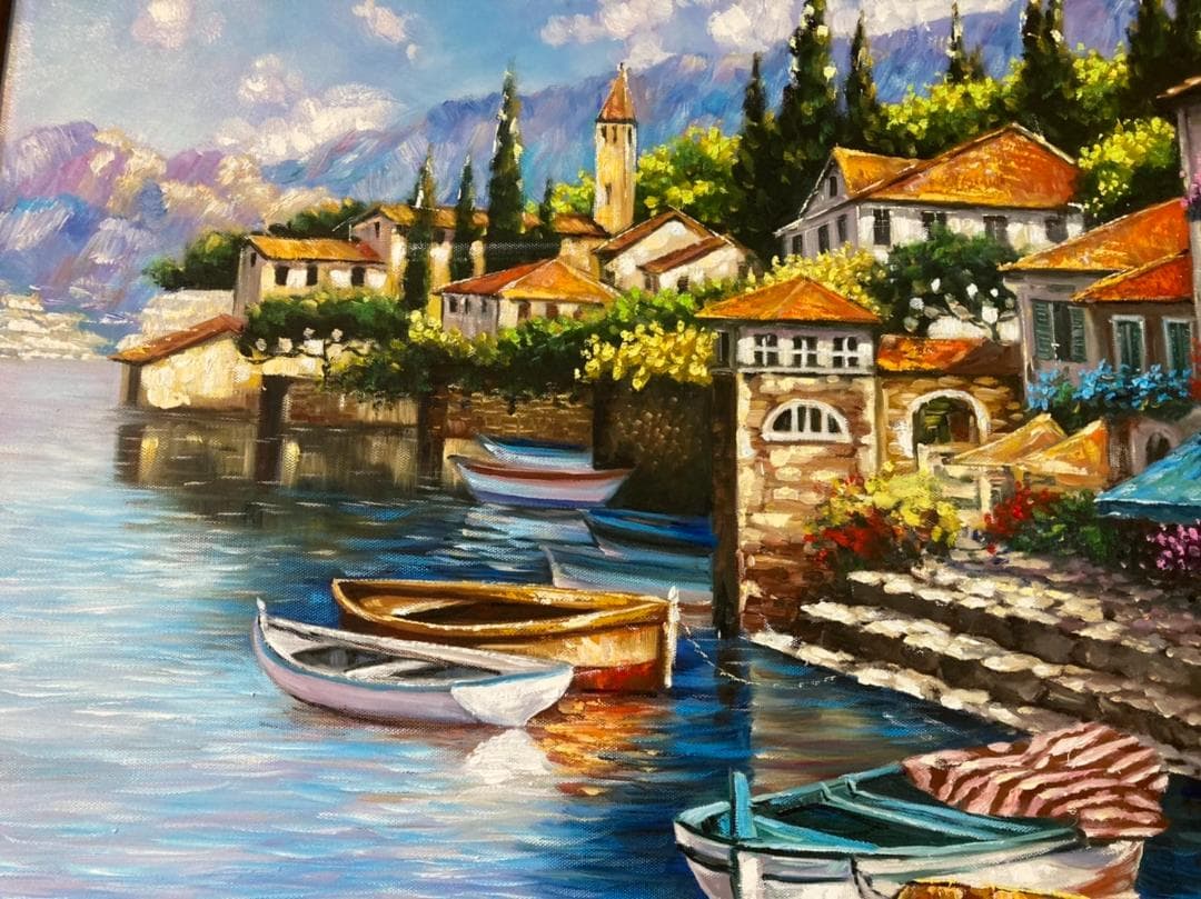 ドイツのとある港町の風景画（油絵肉筆画）（725×910） ドイツのとある港町の風景画（油絵肉筆画）（725×910） ドイツのとある