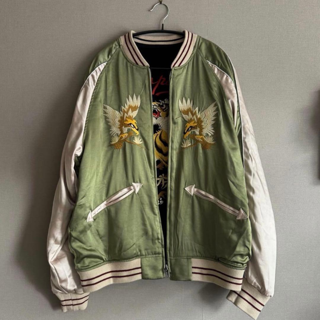 再入荷】リバーシブル別珍虎とサテン鷹刺繍 Japanスカジャン XL - メルカリ