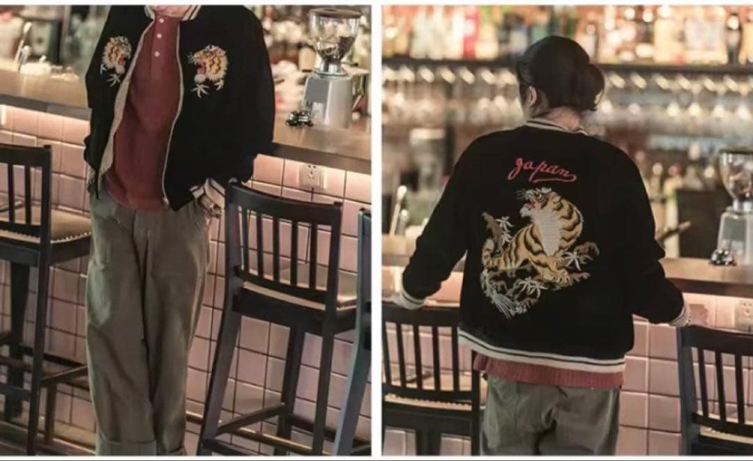 再入荷】リバーシブル別珍虎とサテン鷹刺繍 Japanスカジャン XL - メルカリ