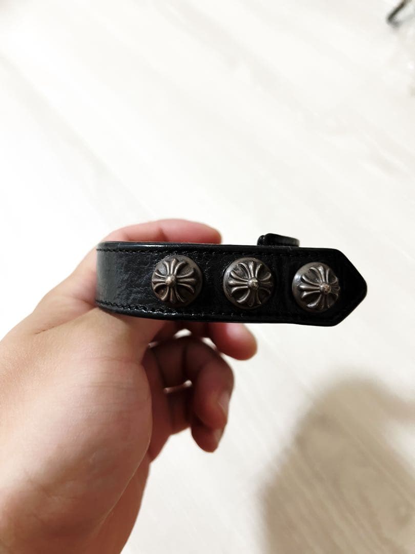 クロムハーツ　ブラックレザーブレスレット