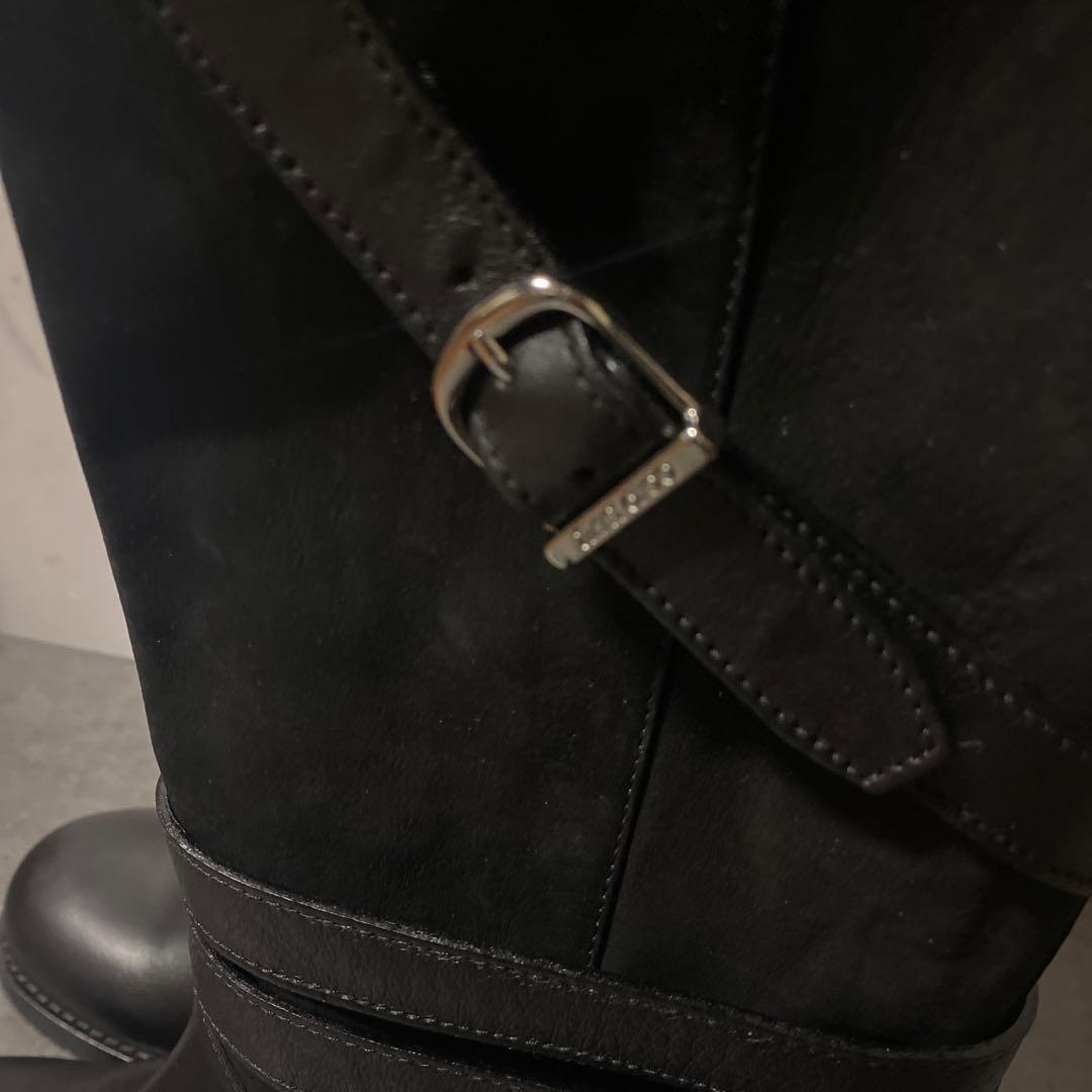 JIMMY CHOO ロングブーツ アーモンドトゥ スエード レザー 38 黒