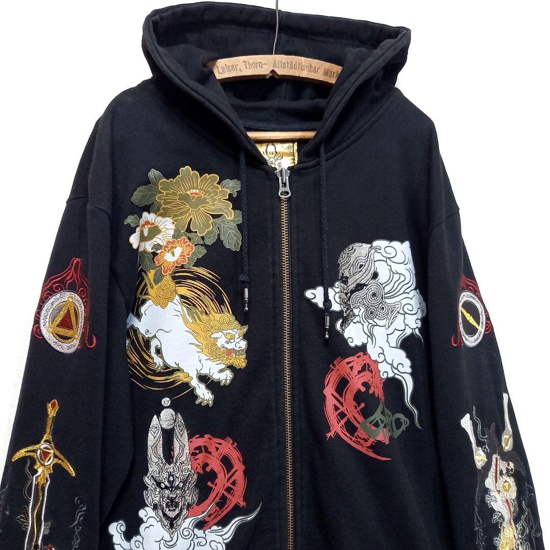 XXL！《牙狼 × 雅結》絶狼 総刺繍 スカジャン スウェット パーカー