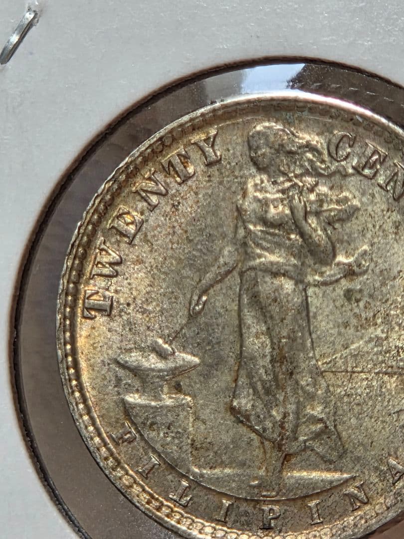 稀少な状態)アメリカ合衆国統治下 フィリピン 20センタボ銀貨 1929 M