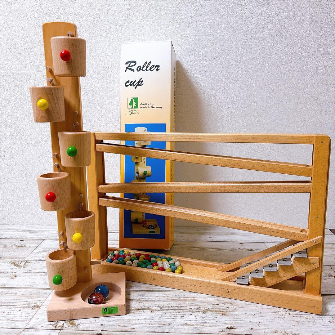 ベック社　木製スロープトイ　シロフォン付玉の塔　クーゲルバーン　ローラーカップ