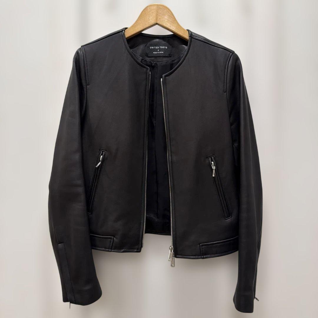 UNITED TOKYO ノーカラーライダースジャケット 羊革 サイズ2 - メルカリ