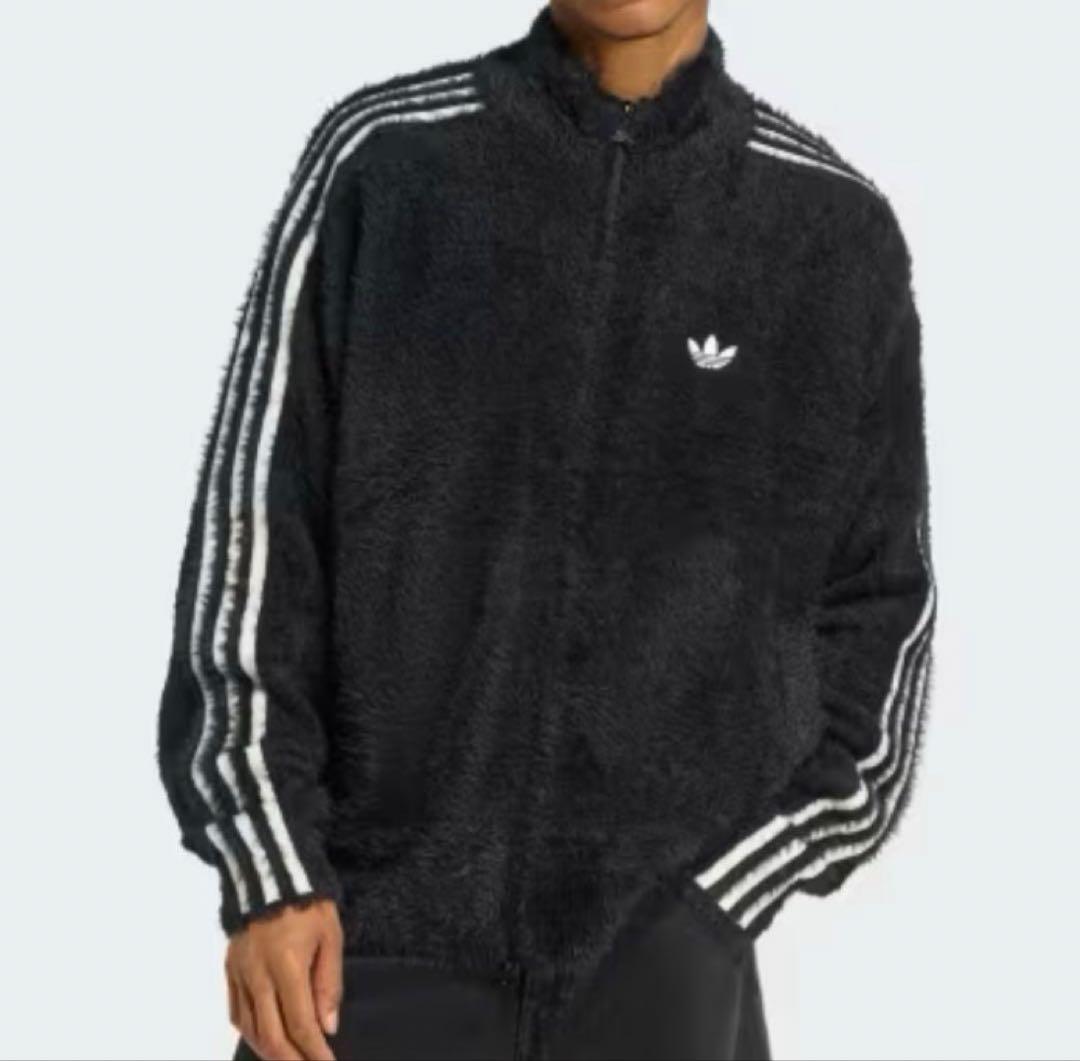 adidasフェイクモヘヤ クラシック トラックジャケット 黒　XL