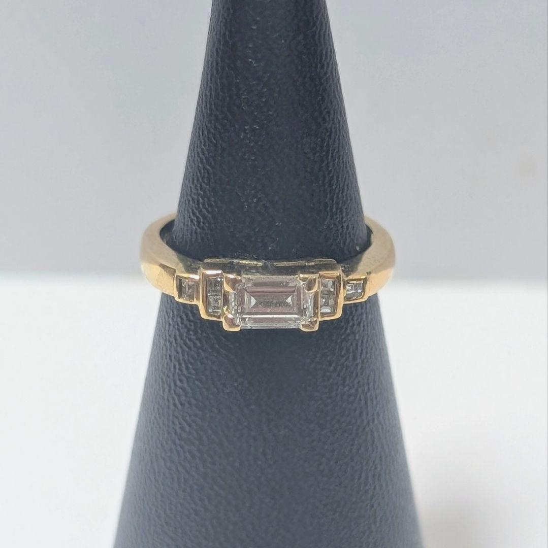 バゲットカットダイヤ　K18 ピンキーリング