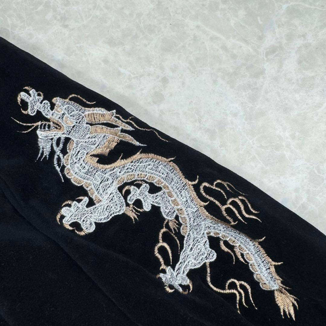 Humber 別珍 ヴィンテージ スカジャン リバーシブル ブラック 鷲鷹龍 F