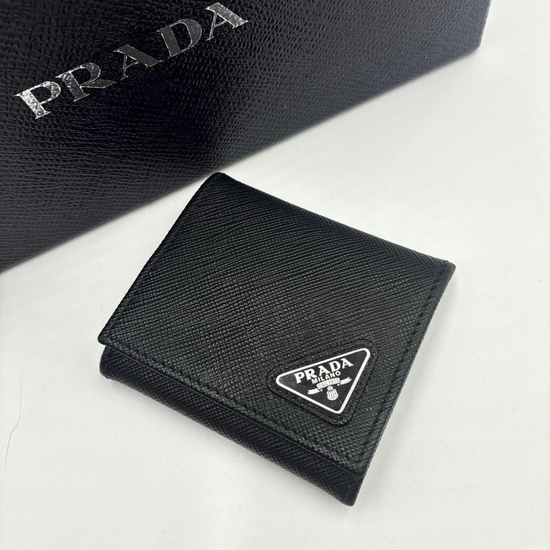 未使用級 PRADA ケース 小銭入れ ブラック サフィアーノ RFID