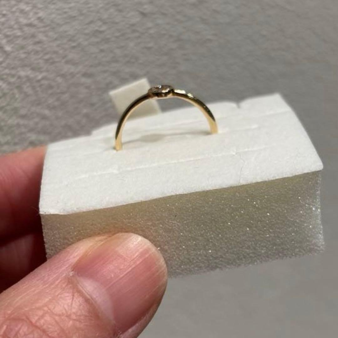 【購入証明書付】ete K10 0.02ct ブリリアント リング 7号