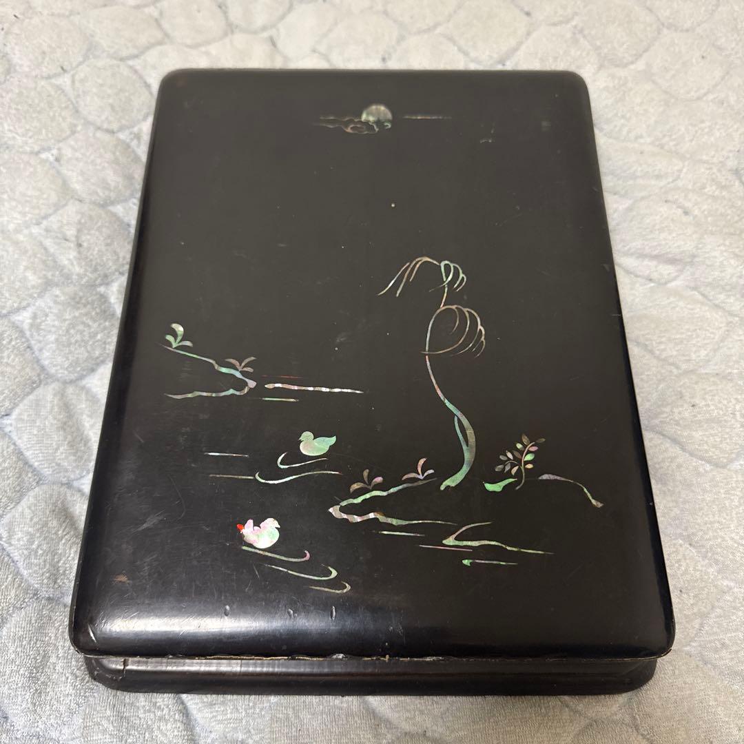 中国古硯 端溪硯 詩文 在銘 文房用具 書道具 古箱付き 螺鈿象嵌 - メルカリ