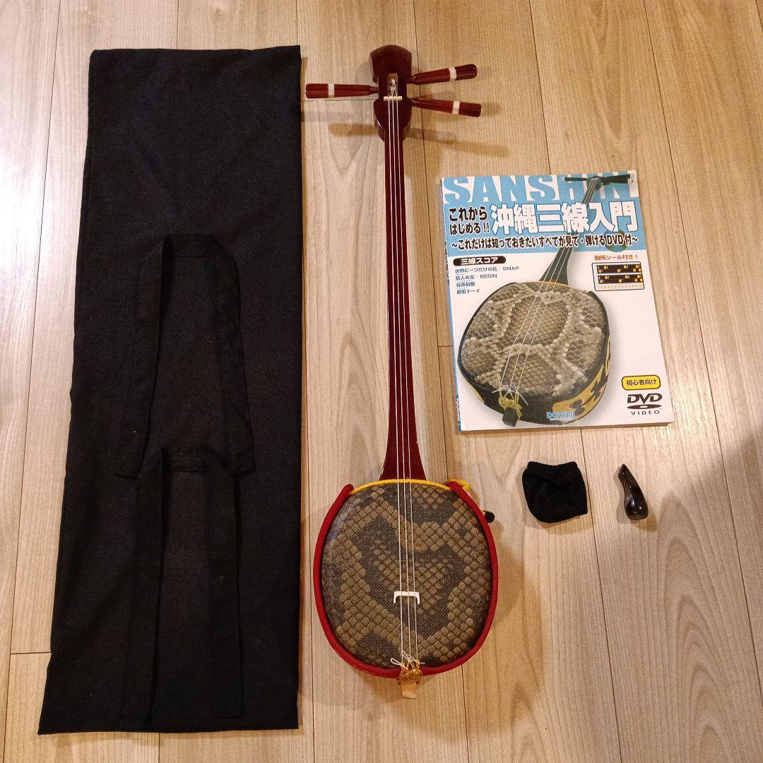 三線 本体 蛇皮模様 入門DVD付き - メルカリ