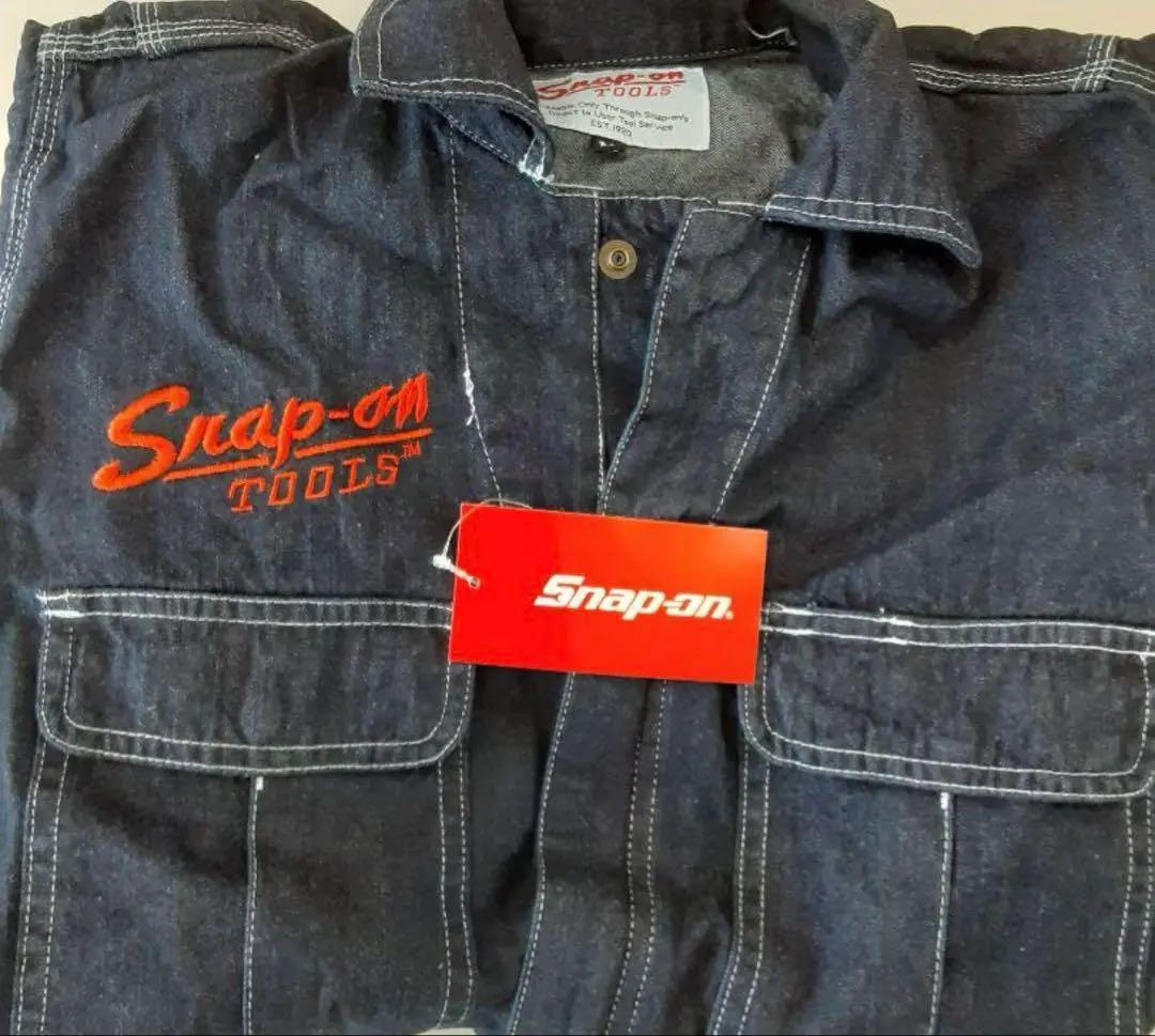 Snap-on スナップオン　刺繍デニムツナギ Snap-on スナップオン つなぎ ツナギLサイズ デニム 紺色 オーバー