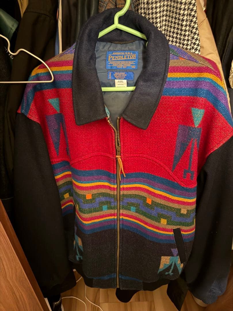 レア　ペンドルトン ネイティブ　ウールジャケット 90年代　紺色×赤 USA製