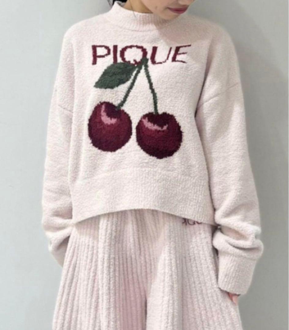 【送料込】チェリージャガードプルオーバー＆リブフレアショートパンツ セット ONLINE限定】べビモコチェリージャガードプルオーバー&ショートパンツ