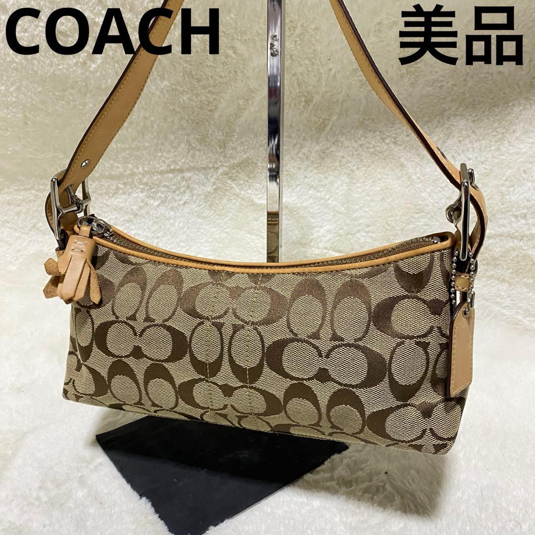 美品 coach アクセサリーポーチ　ワンショルダーバッグ　シグネチャー
