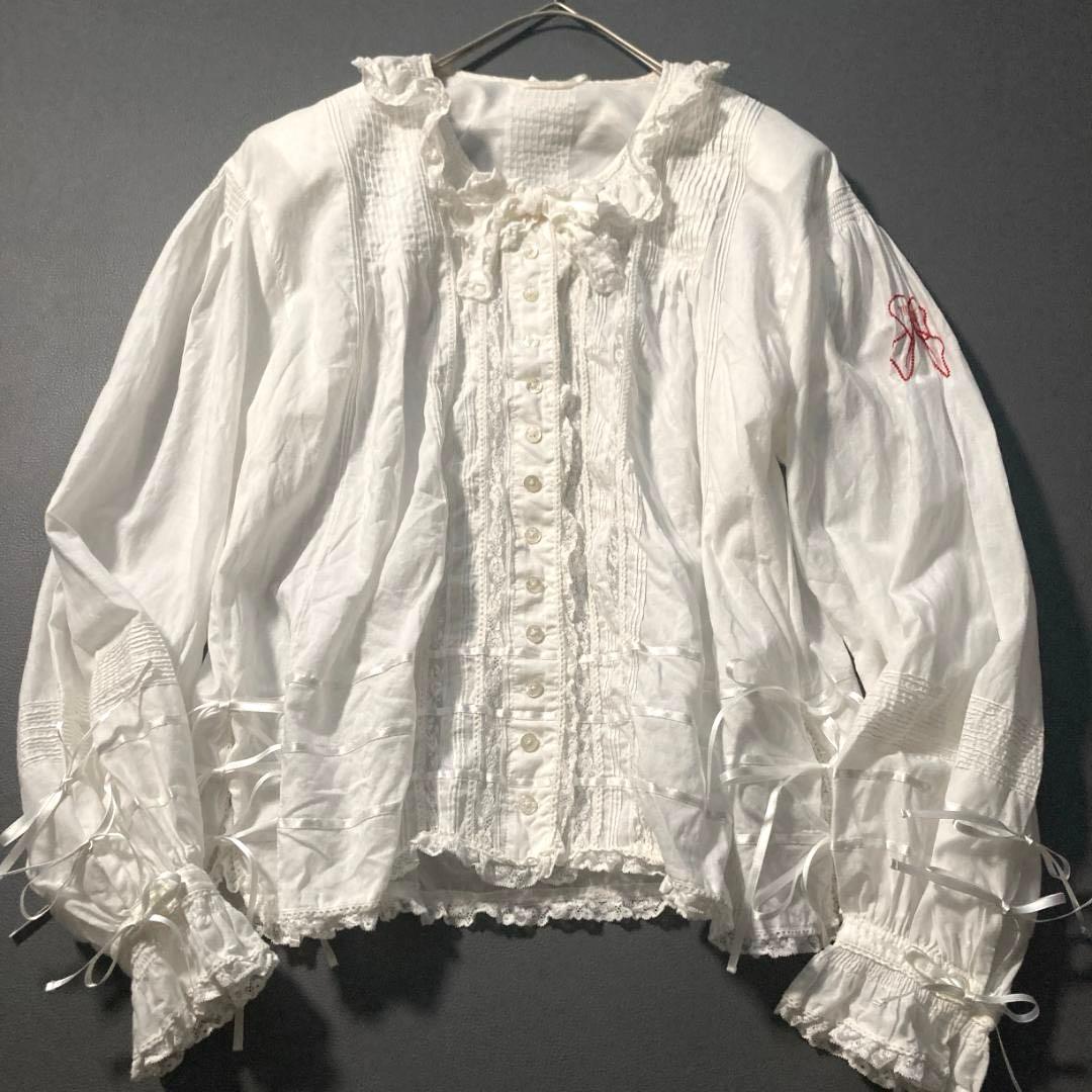 x*x様 【希少ビンテージ】ピンクハウス　綿ローン 長袖ブラウス フリル リボン ローンフリルブラウス｜ピンクハウスオフィシャルオンラインストア
