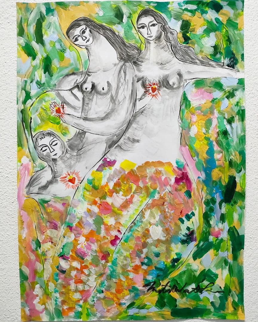 〚原画〛Love painting（水彩画、アクリル画、自作絵画、オリジナル）