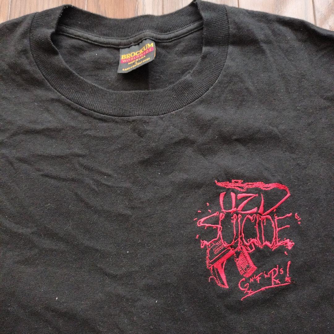 ガンズ　ゲフィン・レコード　UZU SUICIDE 刺繍ロゴ Tシャツ 黒