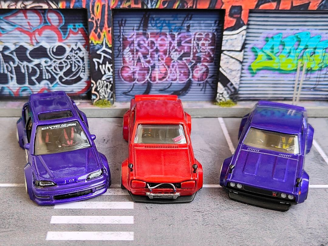 ホットウィールカスタム GTR ハコスカ 赤 オーバーフェンダー☆トミカ