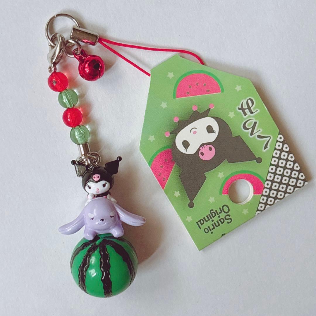 ♡激レア クロミちゃん バクくん スイカマスコットアクセ ストラップ マスコット クロミ(バク) マスコットホルダー(クロミ妄想おじょうさま) - Meccha Japan