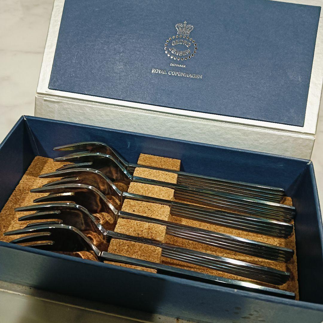 【新品】ジョージジェンセン　ベルナドッテフォーク6本セット箱付き