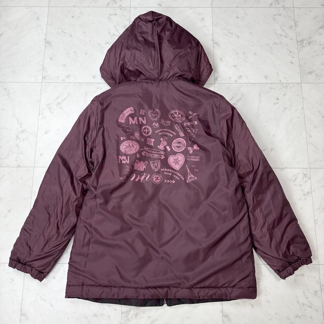 美品 マドモアゼルノンノン リバーシブルダウンジャケット チェック L