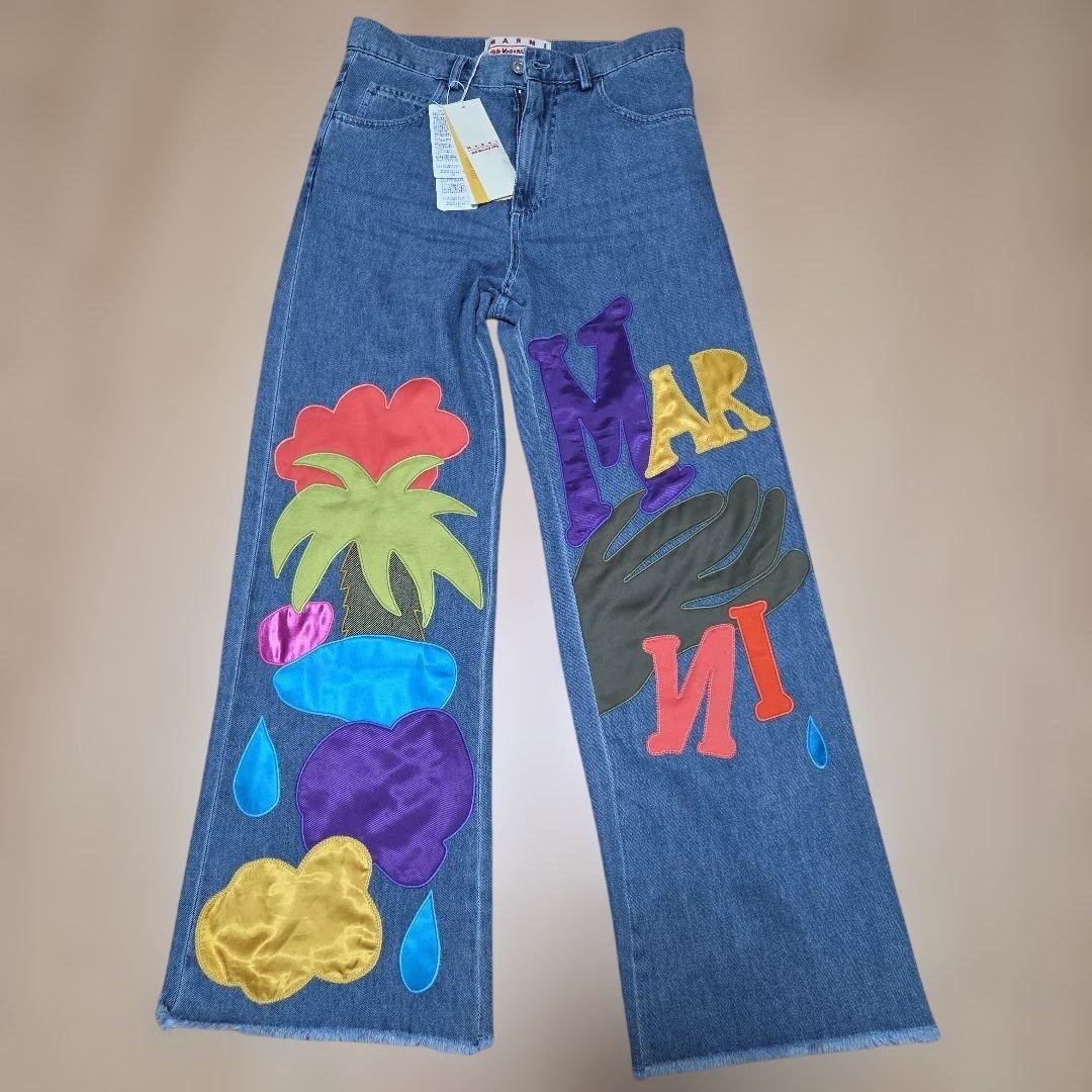 新品　MARNI 　ノーバカンシーイン　カラフルパッチワークデニムパンツ