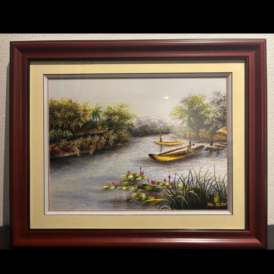 XQ Vietnam 高級シルク刺繍アート 麻生太郎氏 安倍晋三氏購入の特別品