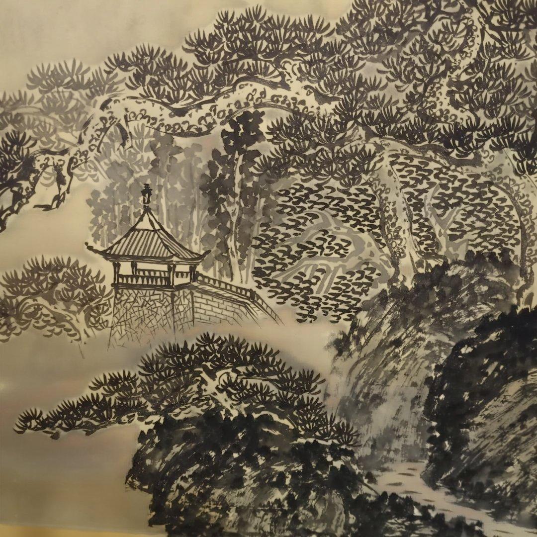 中国山水掛軸、石谷子王き（ワン、フィ）大幅 - メルカリ