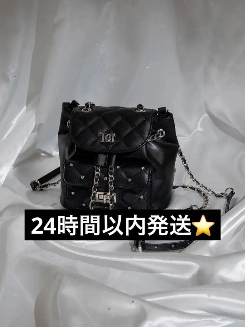 Darich ダーリッチ キルティングビジューミニリュック BLK