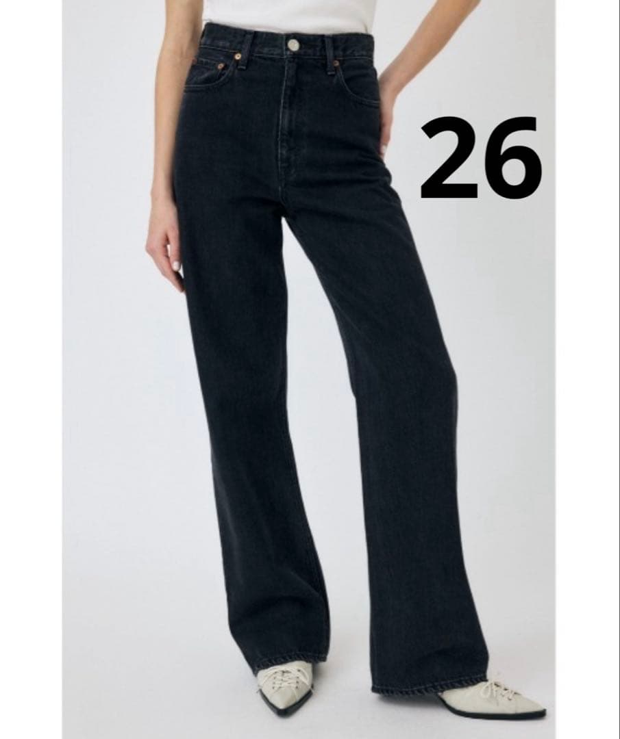 パンツ moussy HW 90S BLK STRAIGHT 26