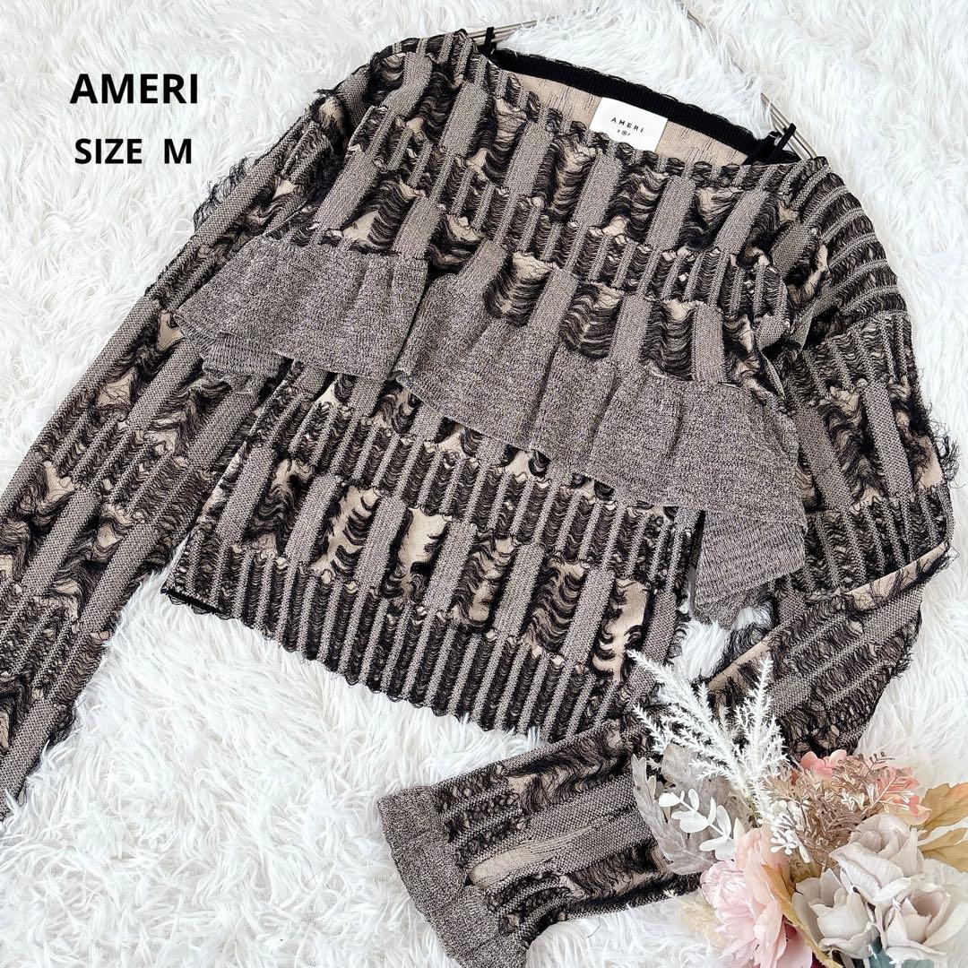 トップス AMERI MANY WAY JACQUARD SHORT KNIT TOP
