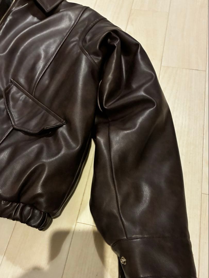 エアサーマルエリファーレザーブルゾン ブラウン レザー ジャケット