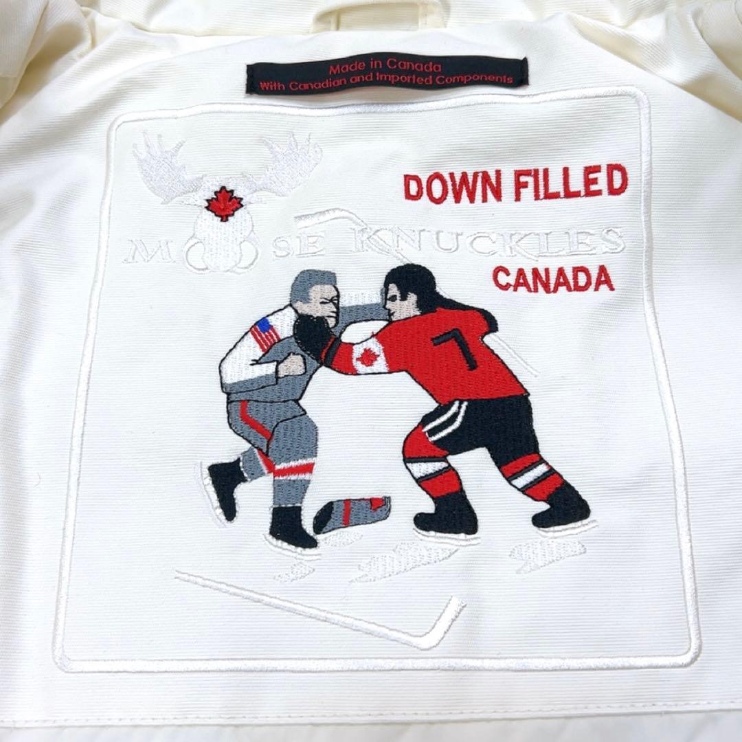 ムースナックルズ ダウンジャケット 2way リアルファー S ホワイト