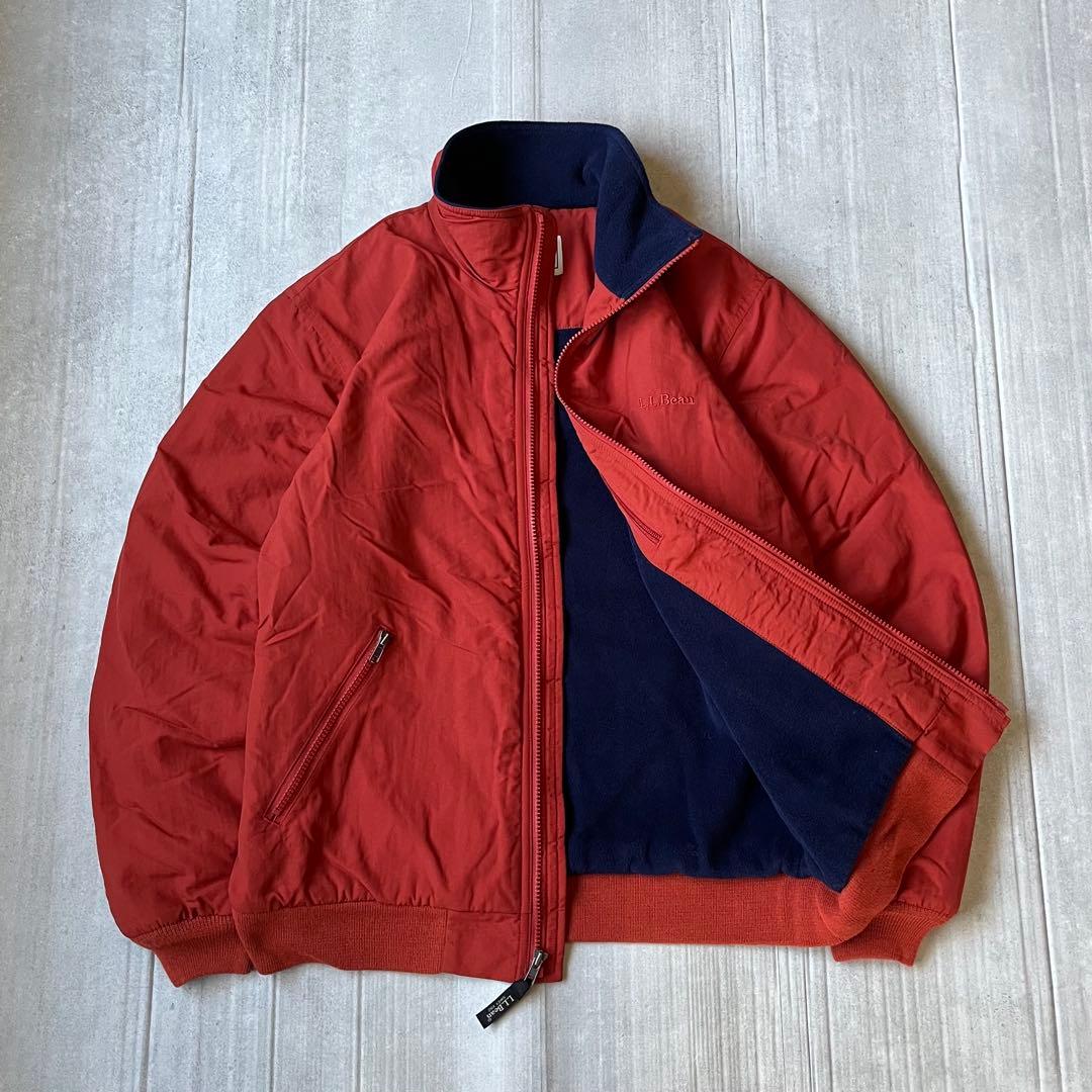 90s L.L.Bean ウォームアップジャケット 裏フリース オレンジ S