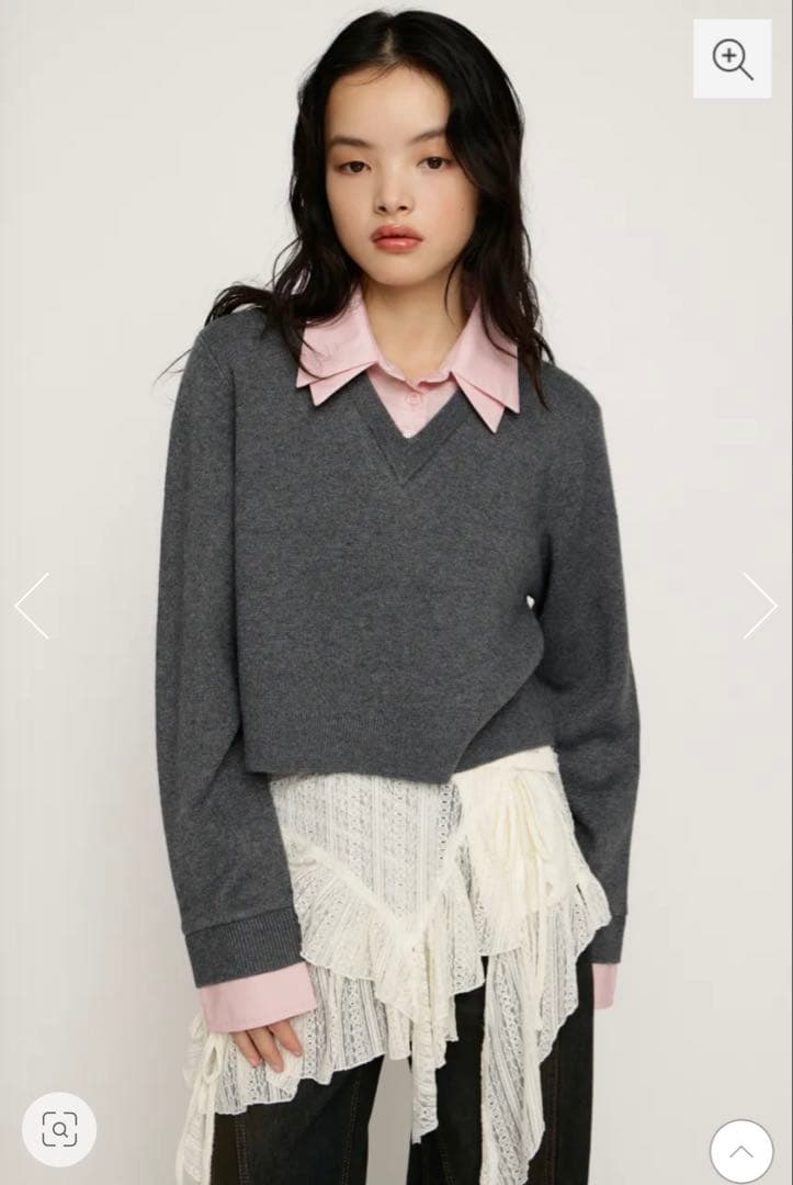 SLY LAYERED LIKE CROP KNIT トップス グレー