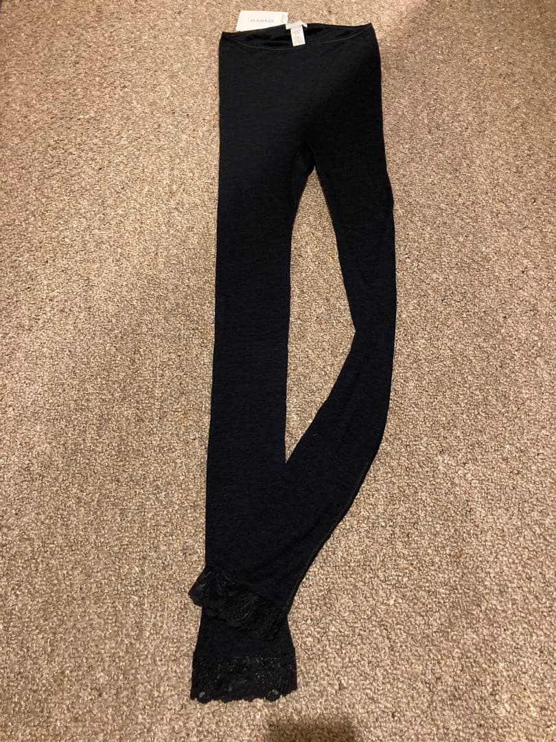 HANROハンロシルクウールレギンス　S ブラック