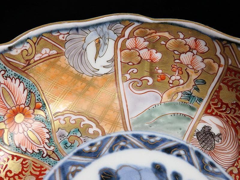 古伊万里 金襴手 松竹梅に鶴亀の図 膾皿 5客 D942AS-BNu