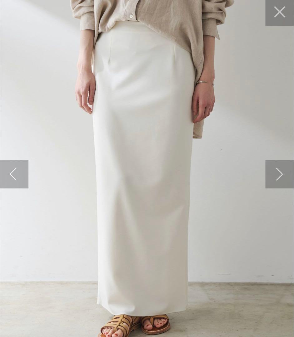 Whim GazetteジャージーIラインロングスカート　オフホワイト